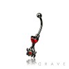 RED CZ SPIDER DANGLE HEART CZ 316L SURGICAL STEEL CURVED BARBELL/EYEBROW